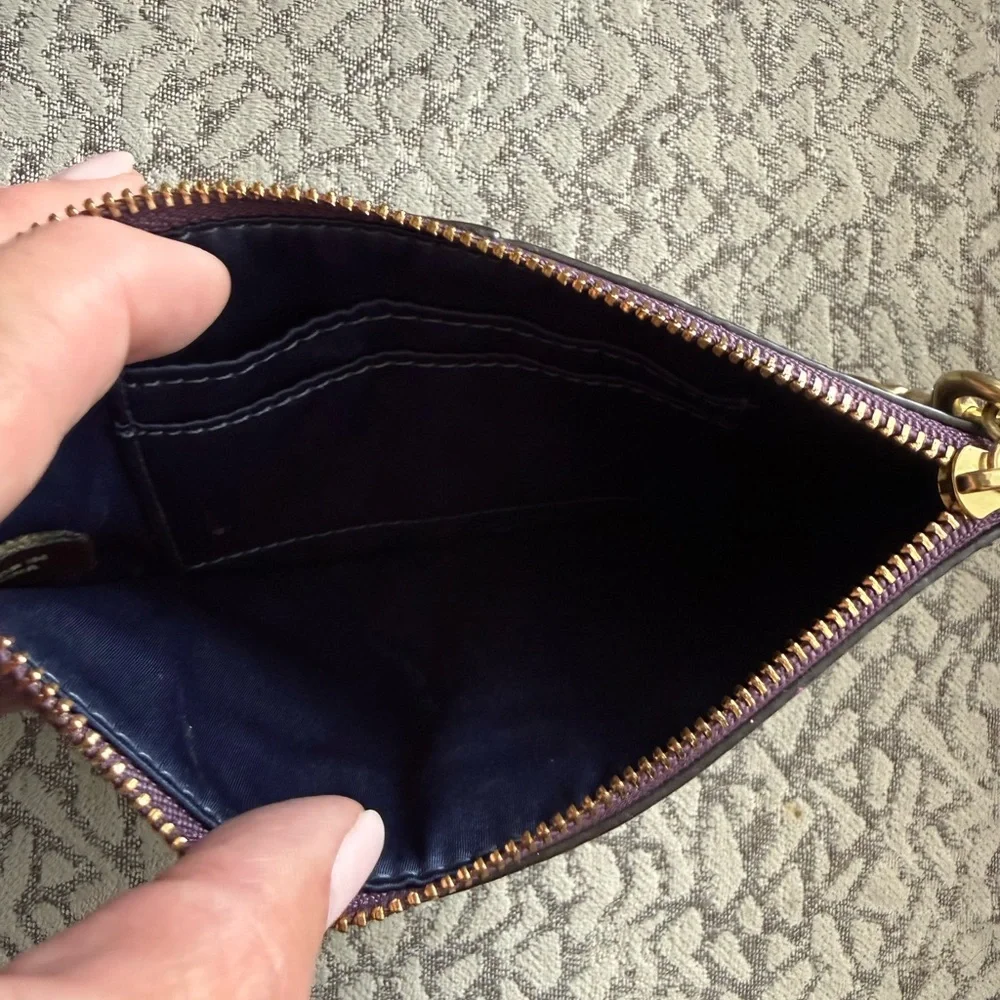 Coach Madison Chain Wristlet Aubergine/Plum Patent Leather